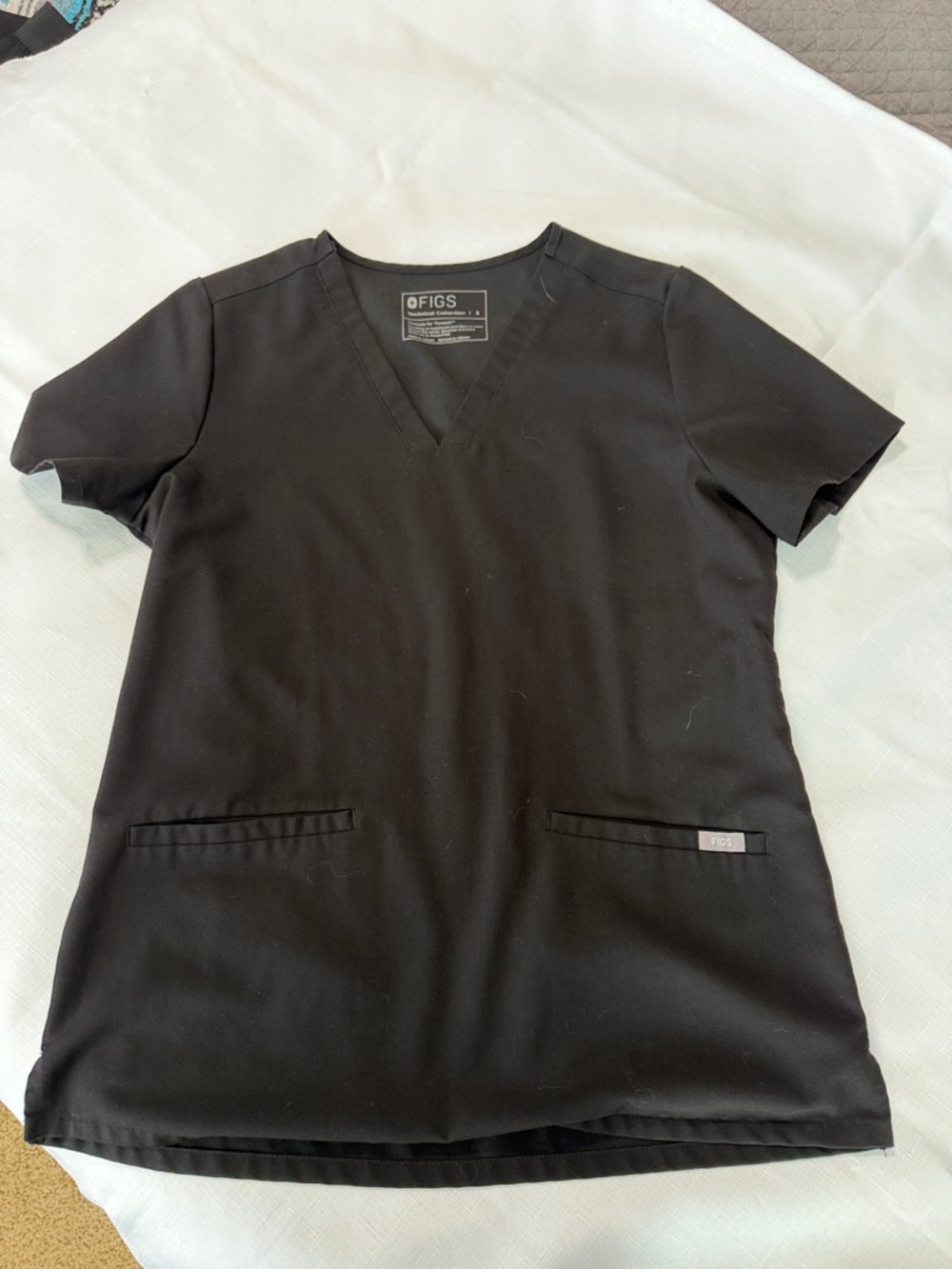 Figs Black V-Neck Casma  Medical Scrub Top